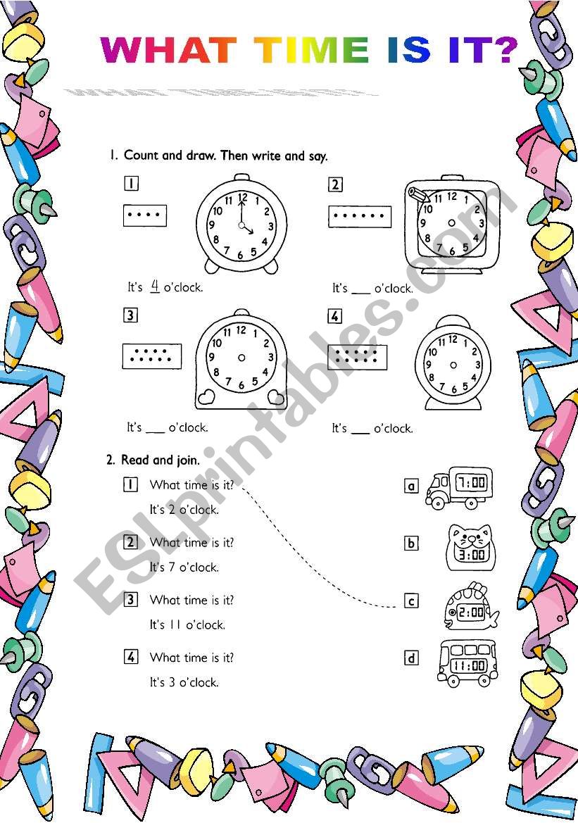 WHAT TIME IS IT? worksheet