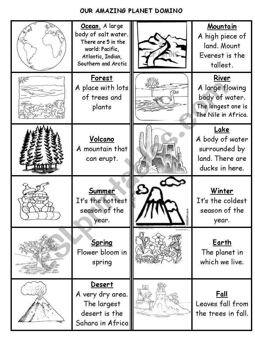 OUR  AMAZING PLANET worksheet