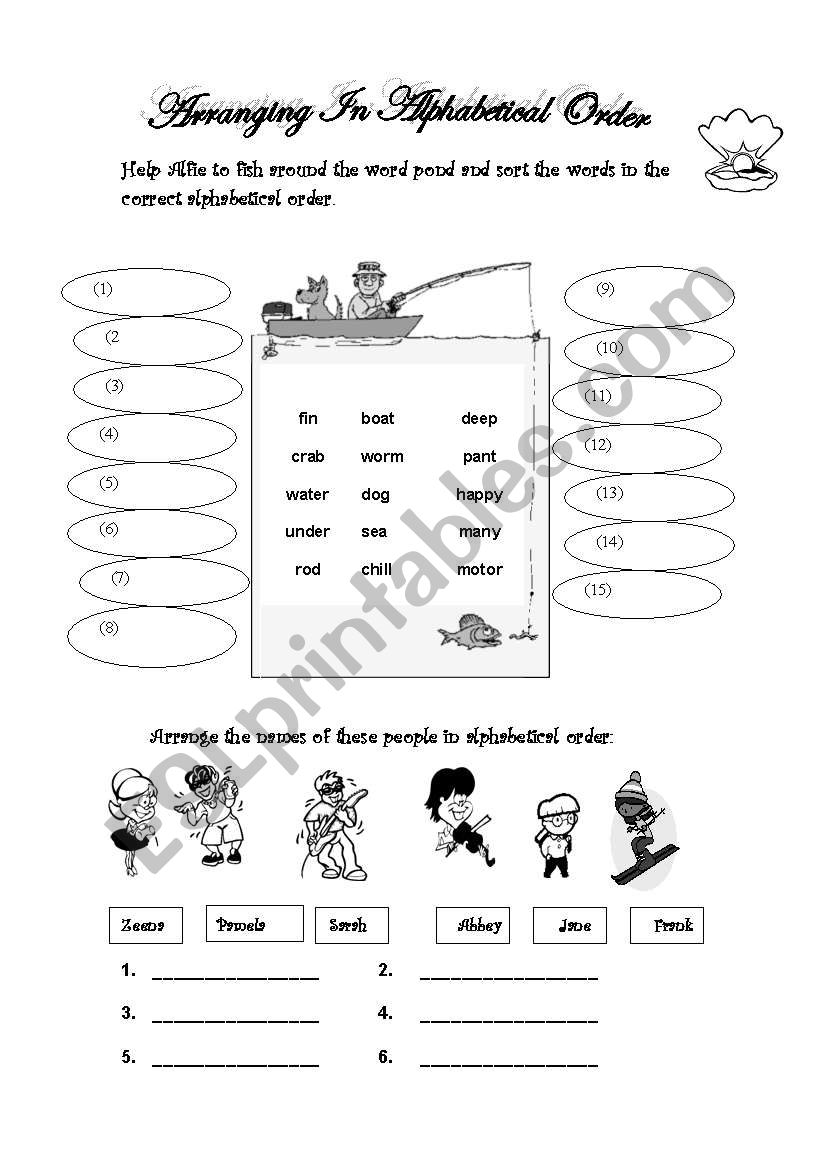 Fishing for an order worksheet