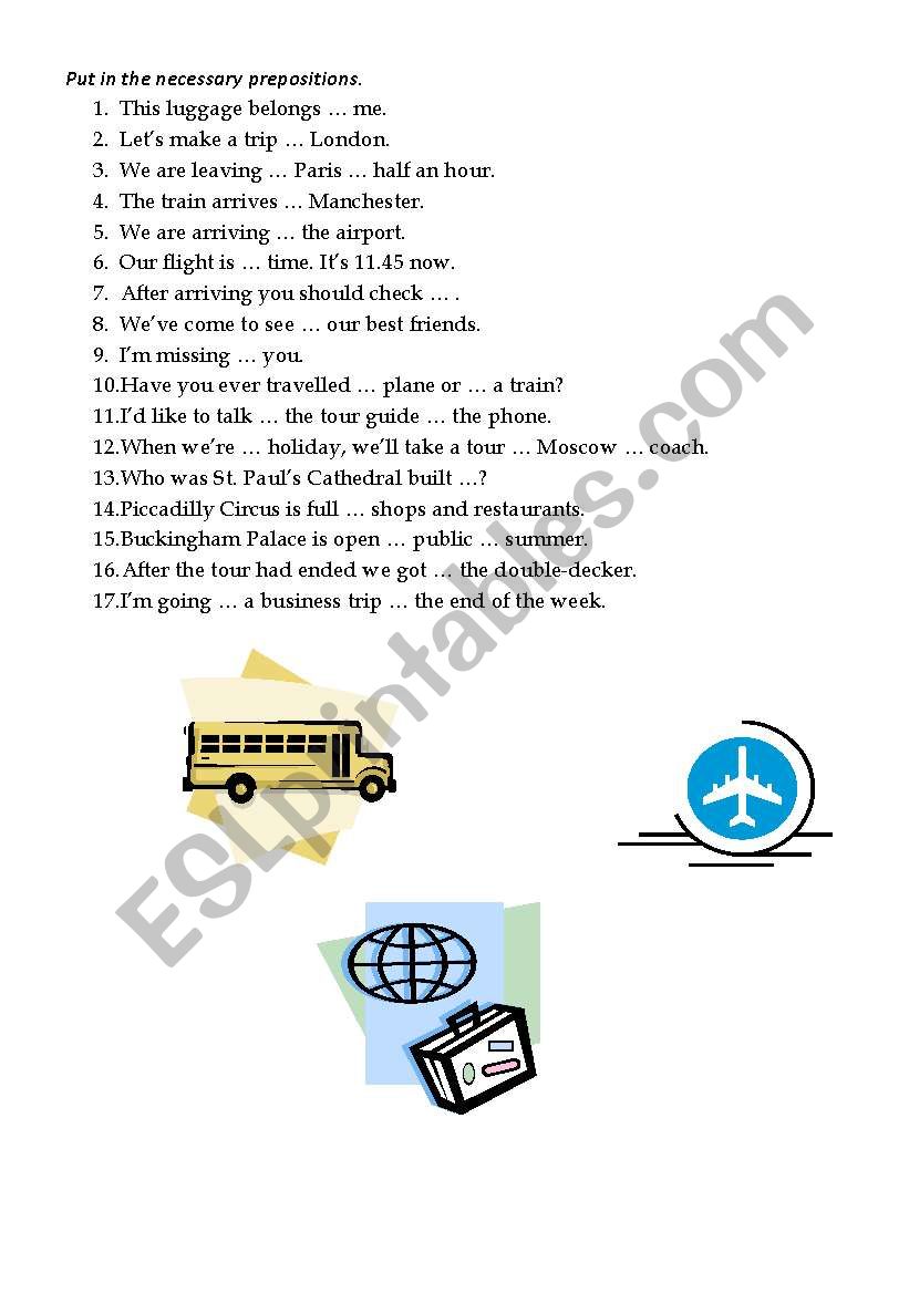 prepositions for the topic 