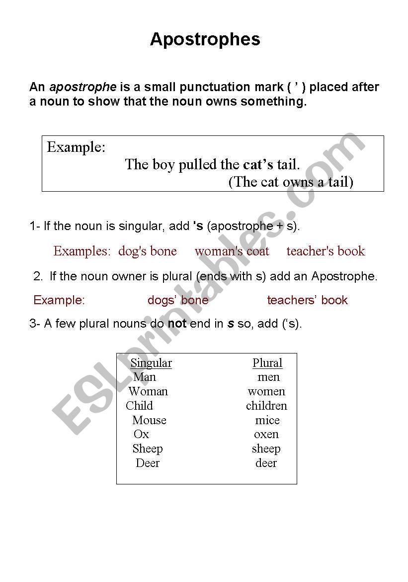 posrtovies worksheet