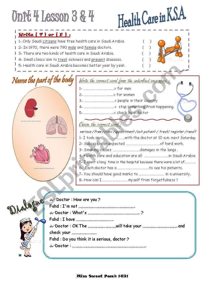 Health Care worksheet