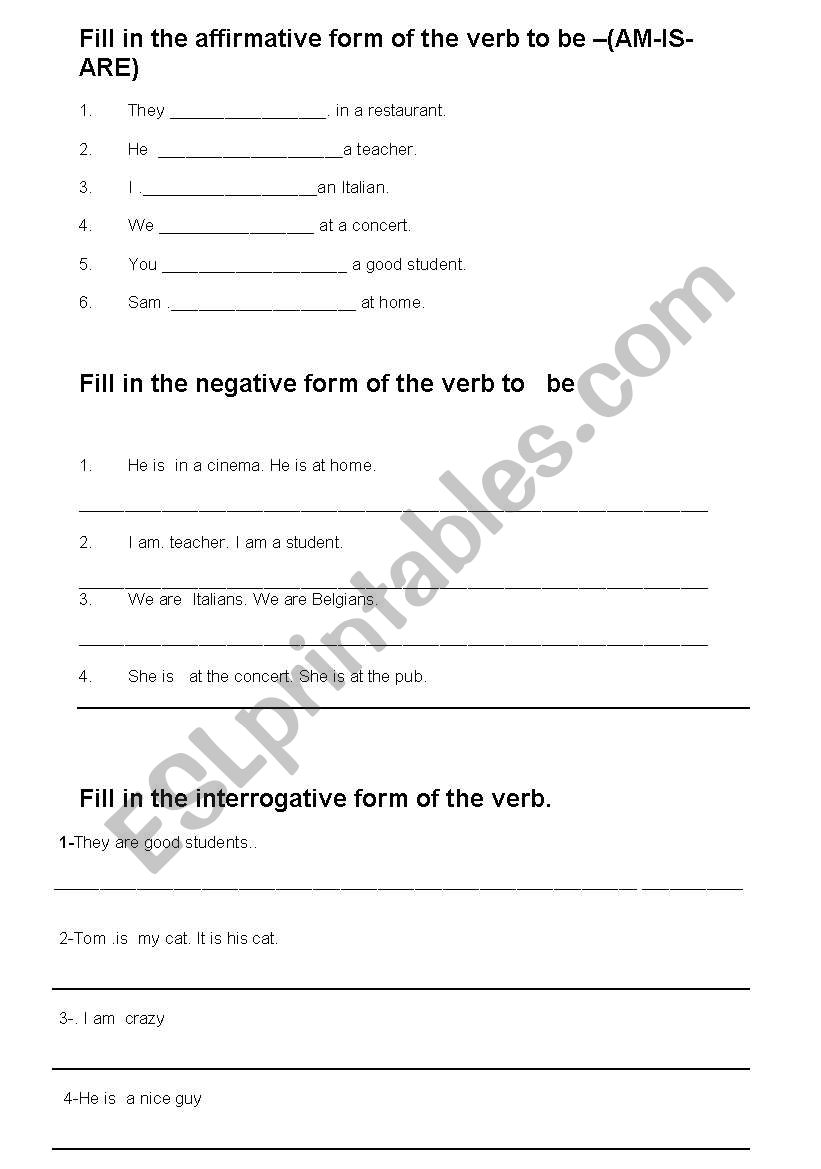 to be worksheet