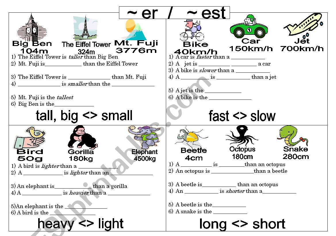 Comparatives & Superlatives worksheet