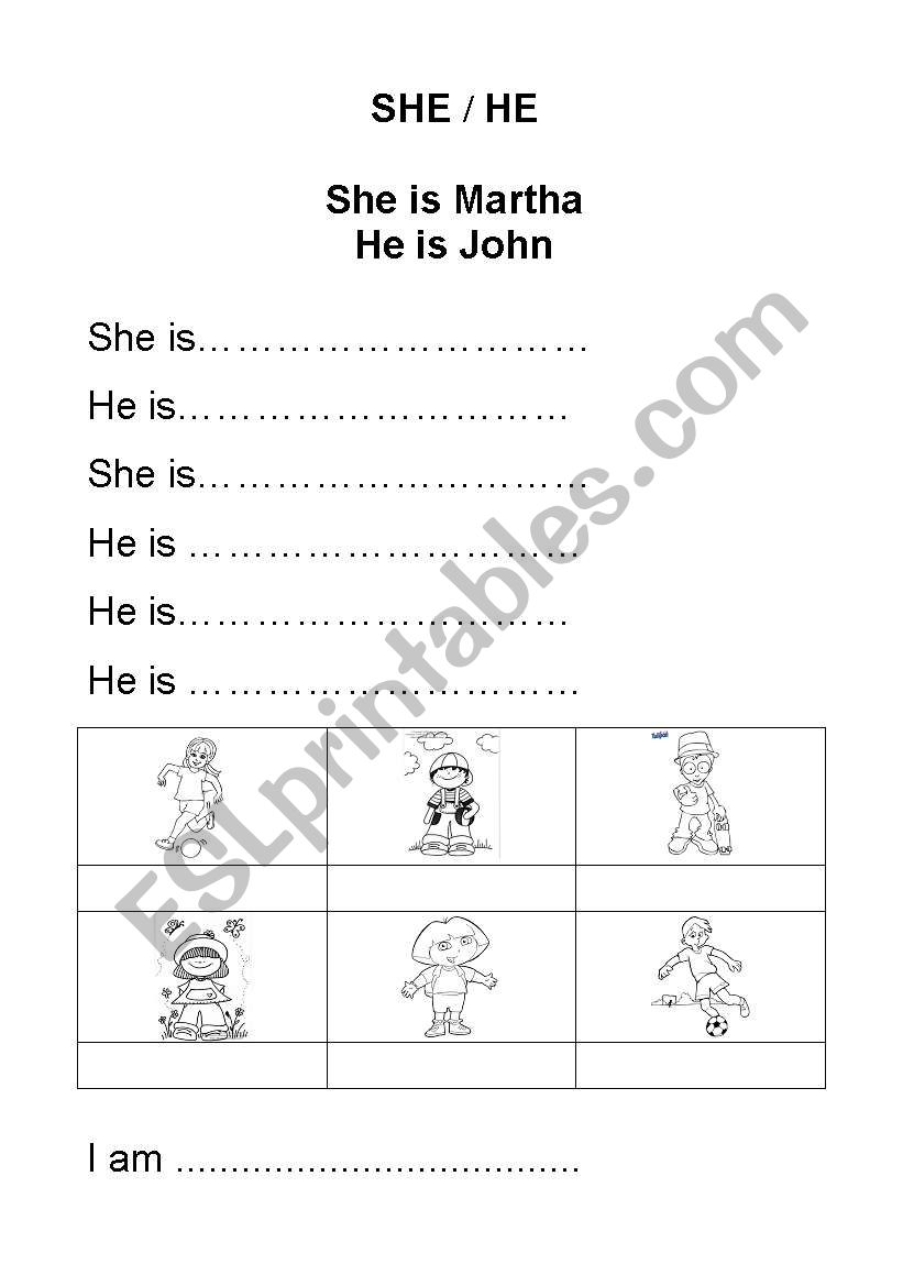 SHE - HE worksheet