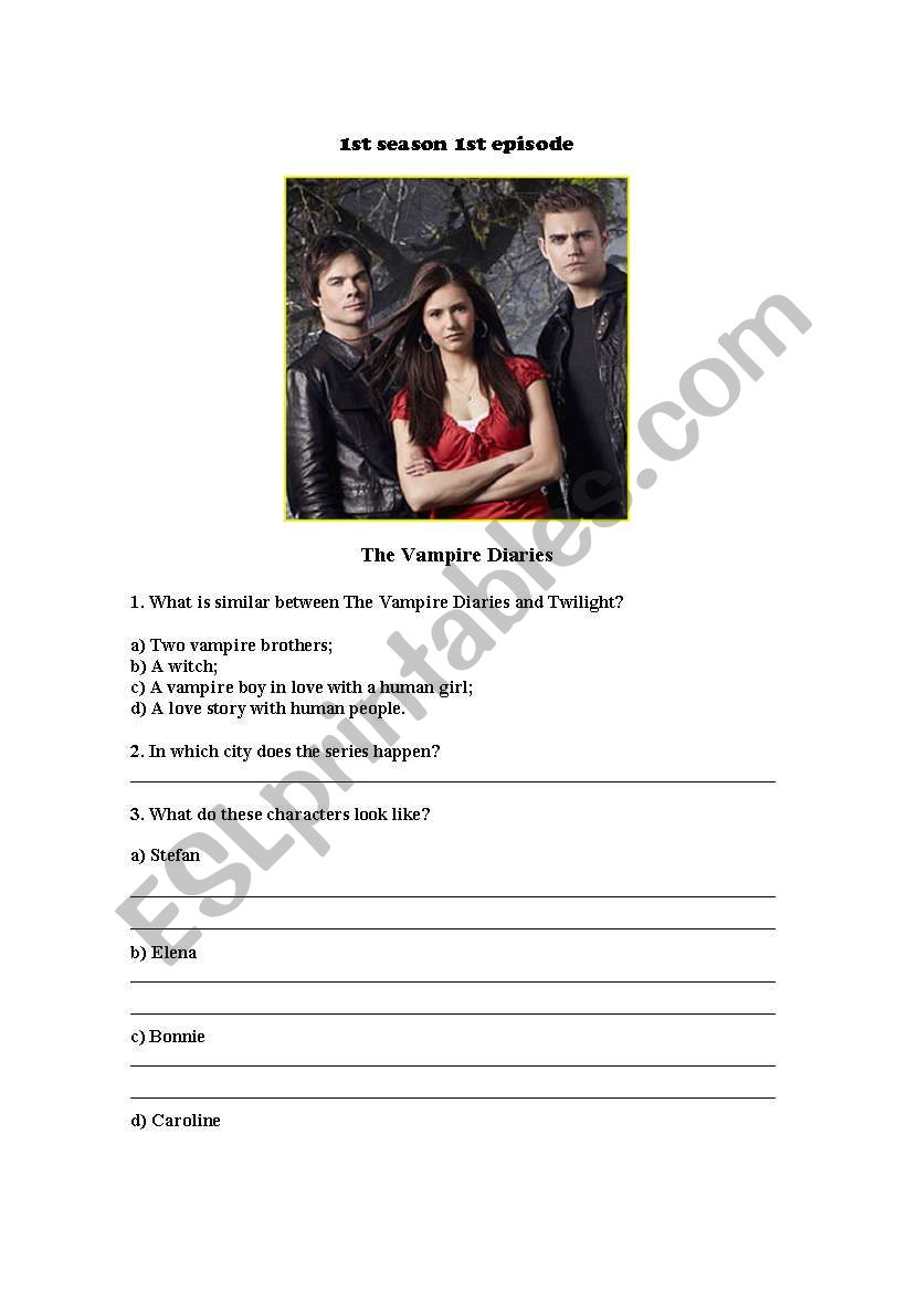 The Vampire Diaries worksheet