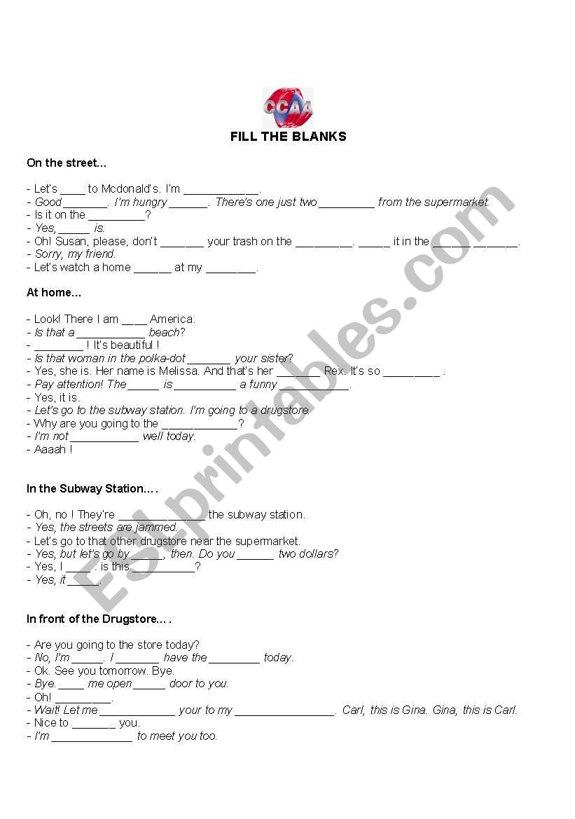 Fill the blanks - basic vocabulary