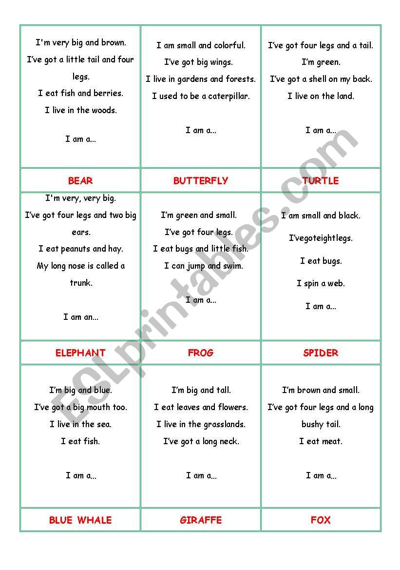 animal riddles worksheet