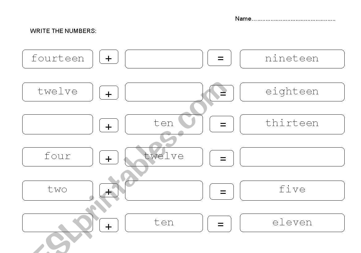 Numbers worksheet