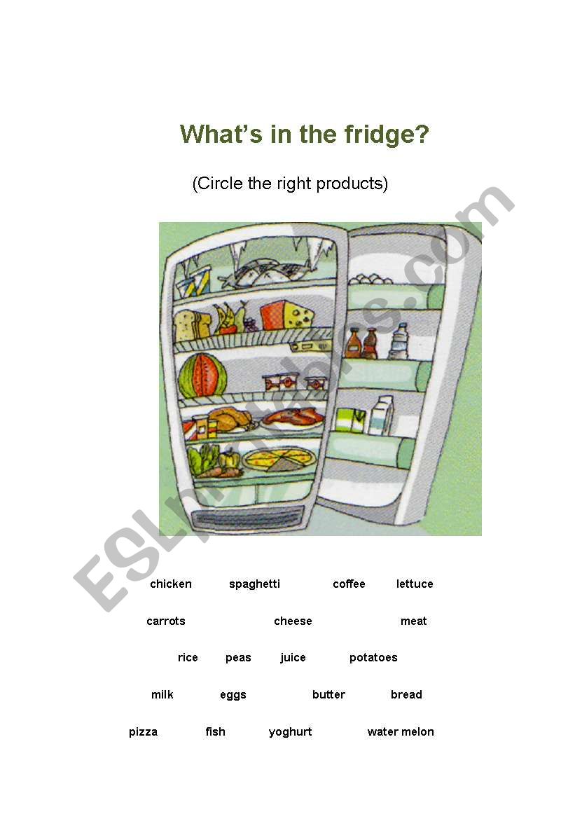 Fridge worksheet