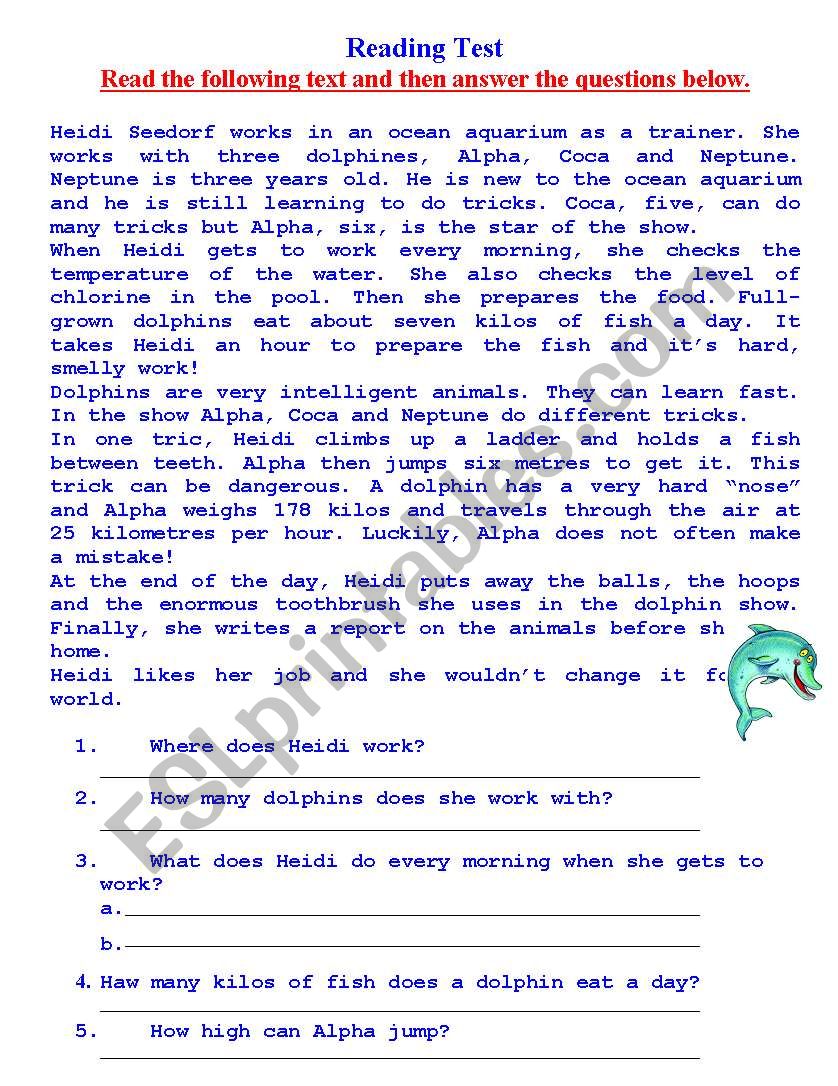 Dolphins worksheet