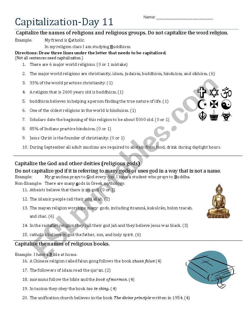 Capitalization- Day 11 (religion)