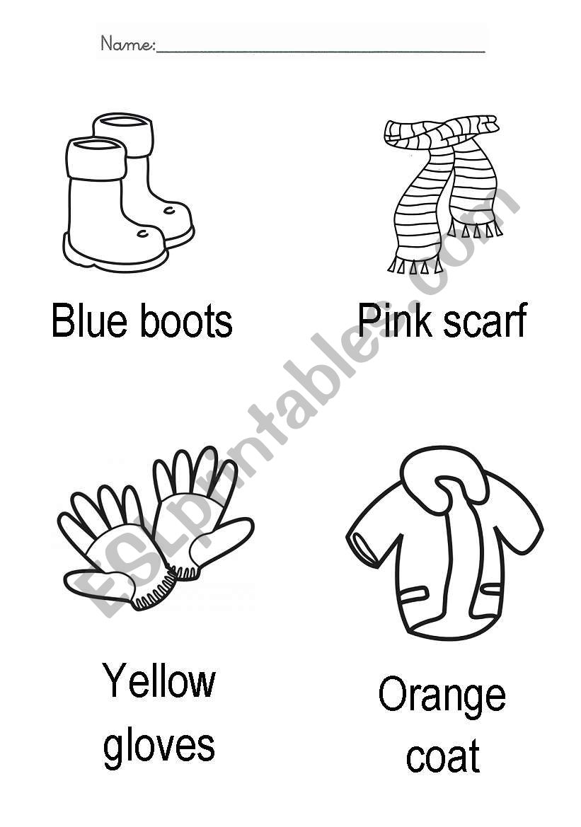 color the clothes! worksheet