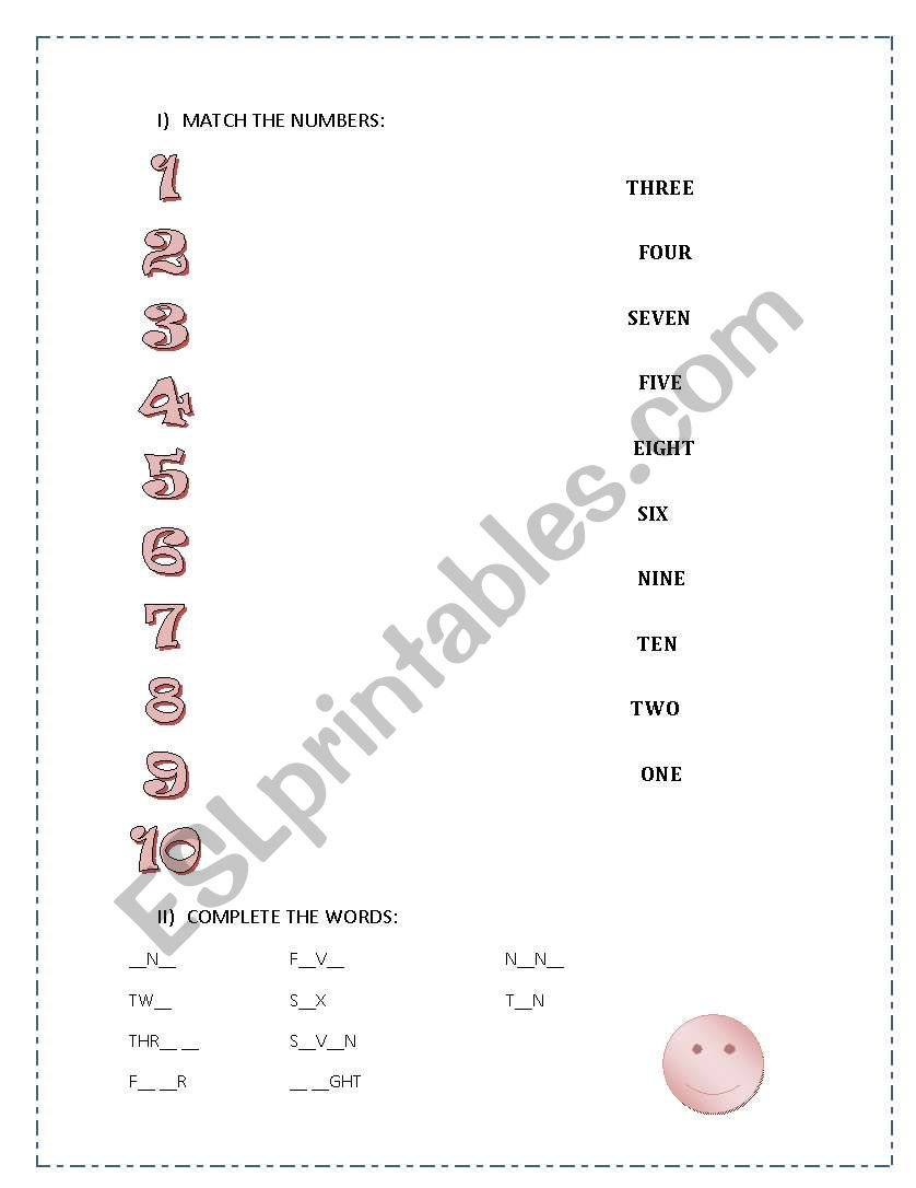 Numbers worksheet