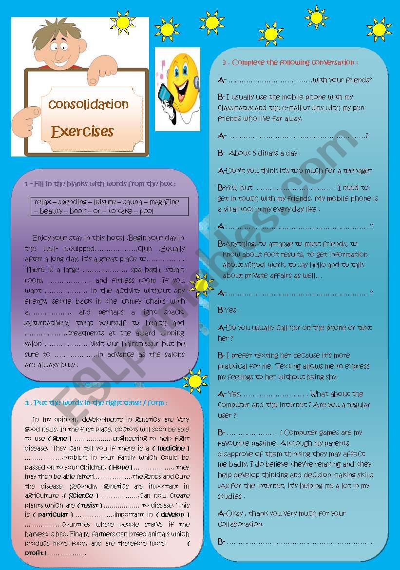 consolidation exercises worksheet