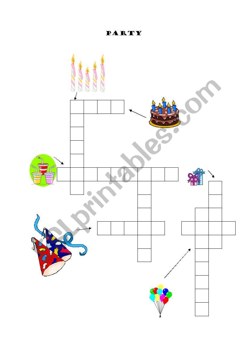 party vocabulary- crossword puzzle