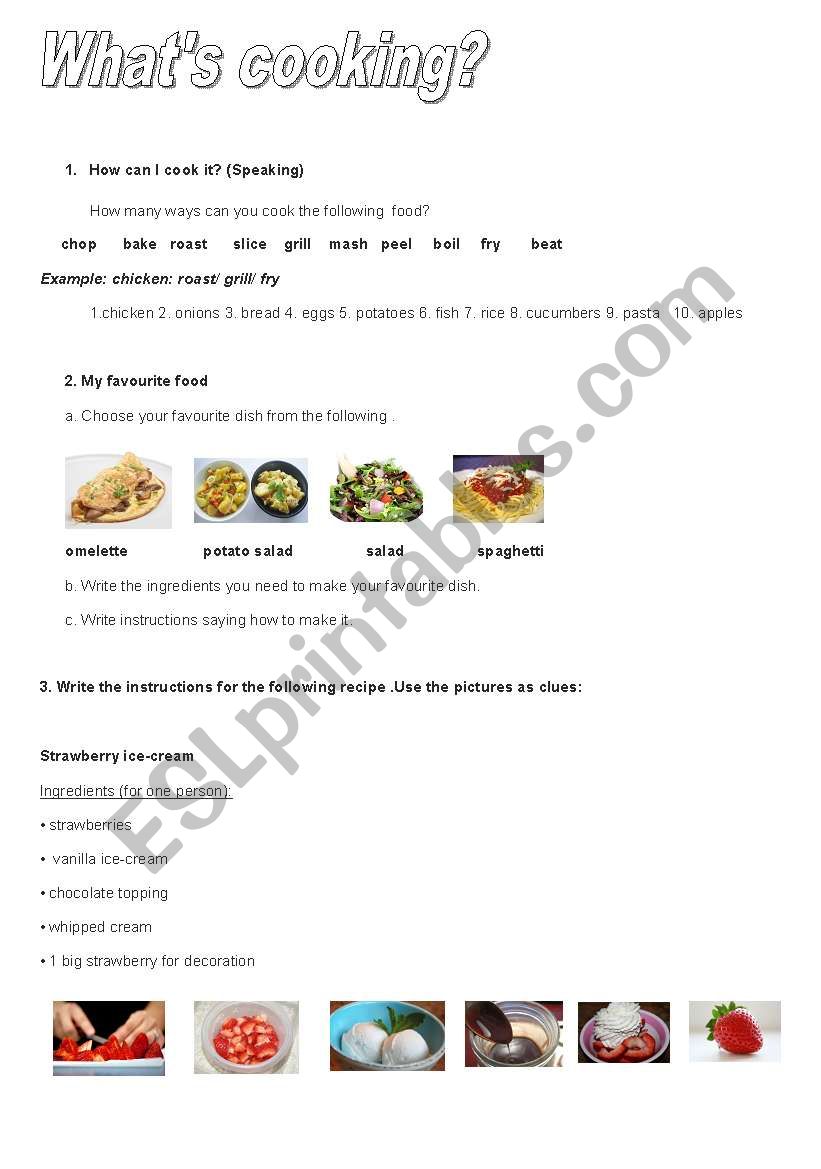 Whats cooking? worksheet