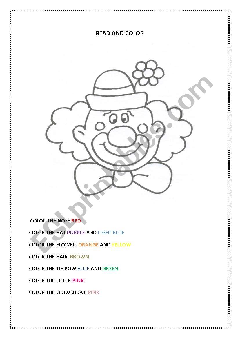 READ AND COLOR worksheet