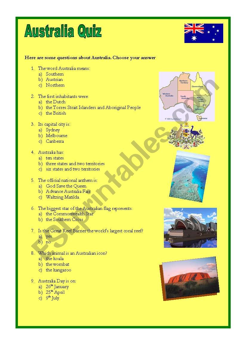 Australia Quiz worksheet