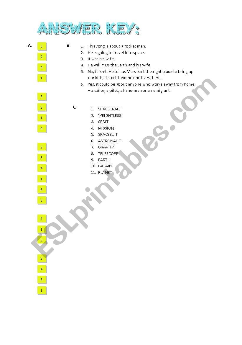 Sacrifice by Elton John - ESL worksheet by gcaMetro