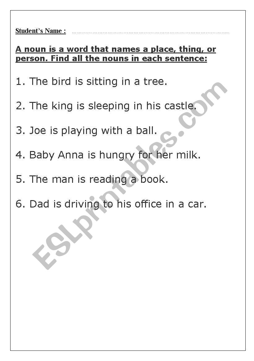 Nouns worksheet