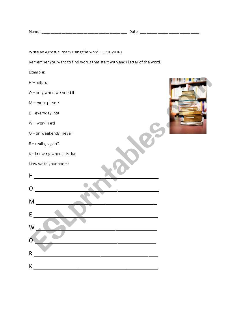 english-worksheets-acrostic-poem-homework