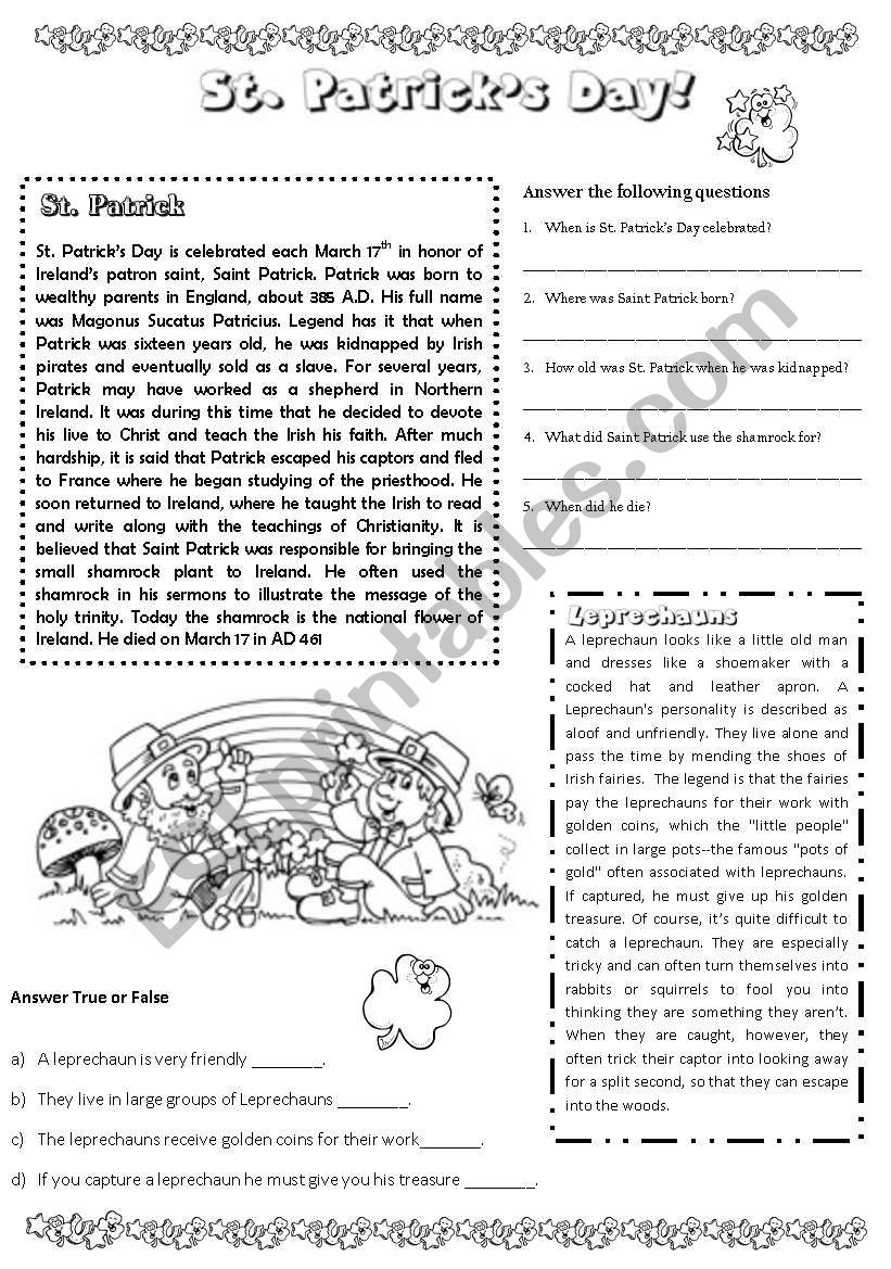 St. Patricks Day worksheet