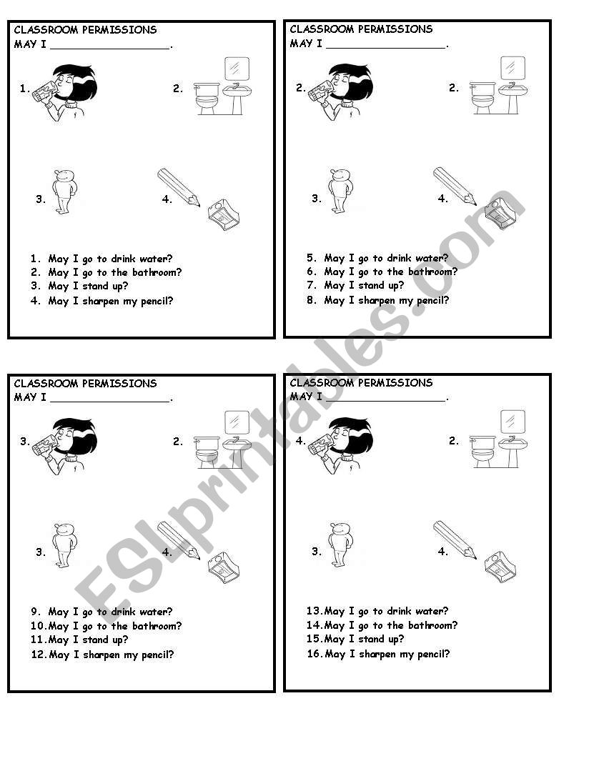 classroom permissions worksheet