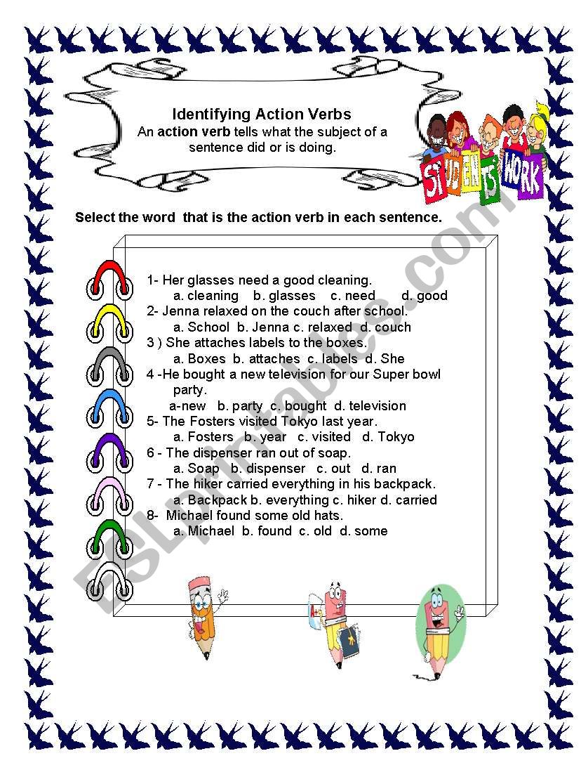 action verbs worksheet