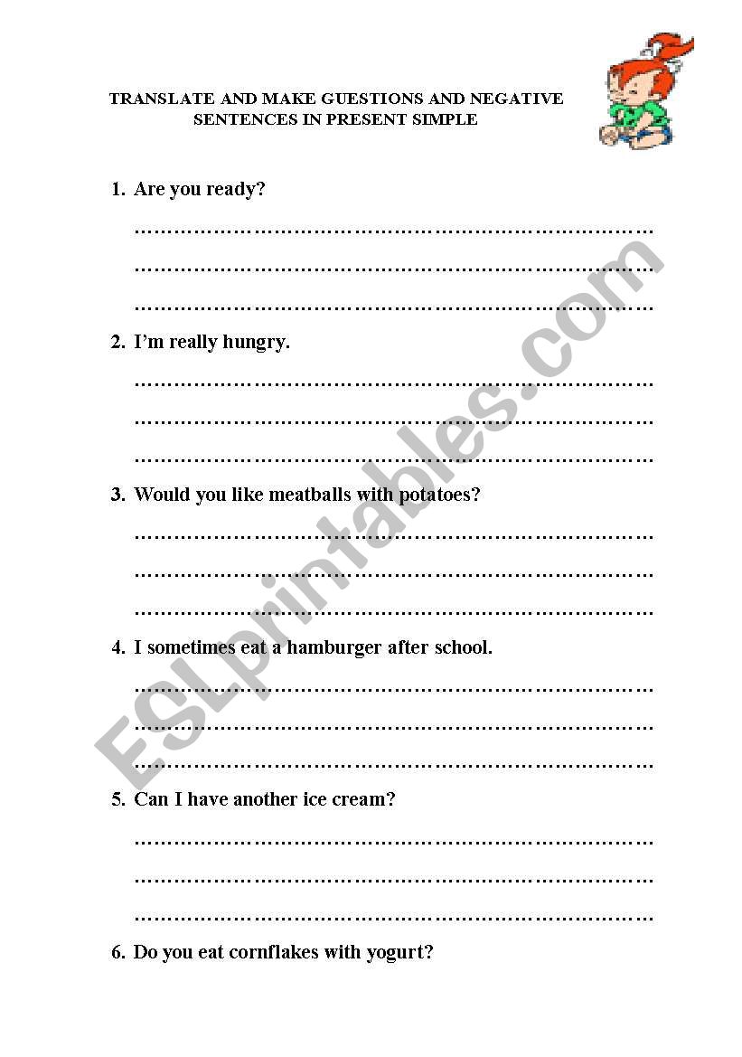 TRANSLATION EXERCISE  worksheet