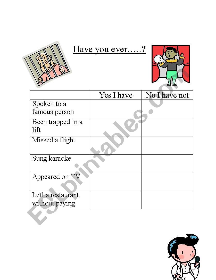 Have you ever? worksheet