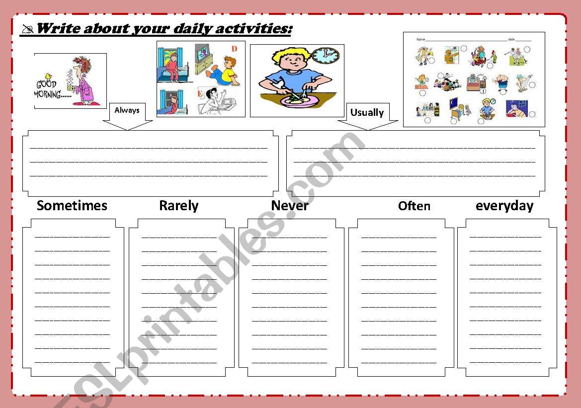 daily activities worksheet