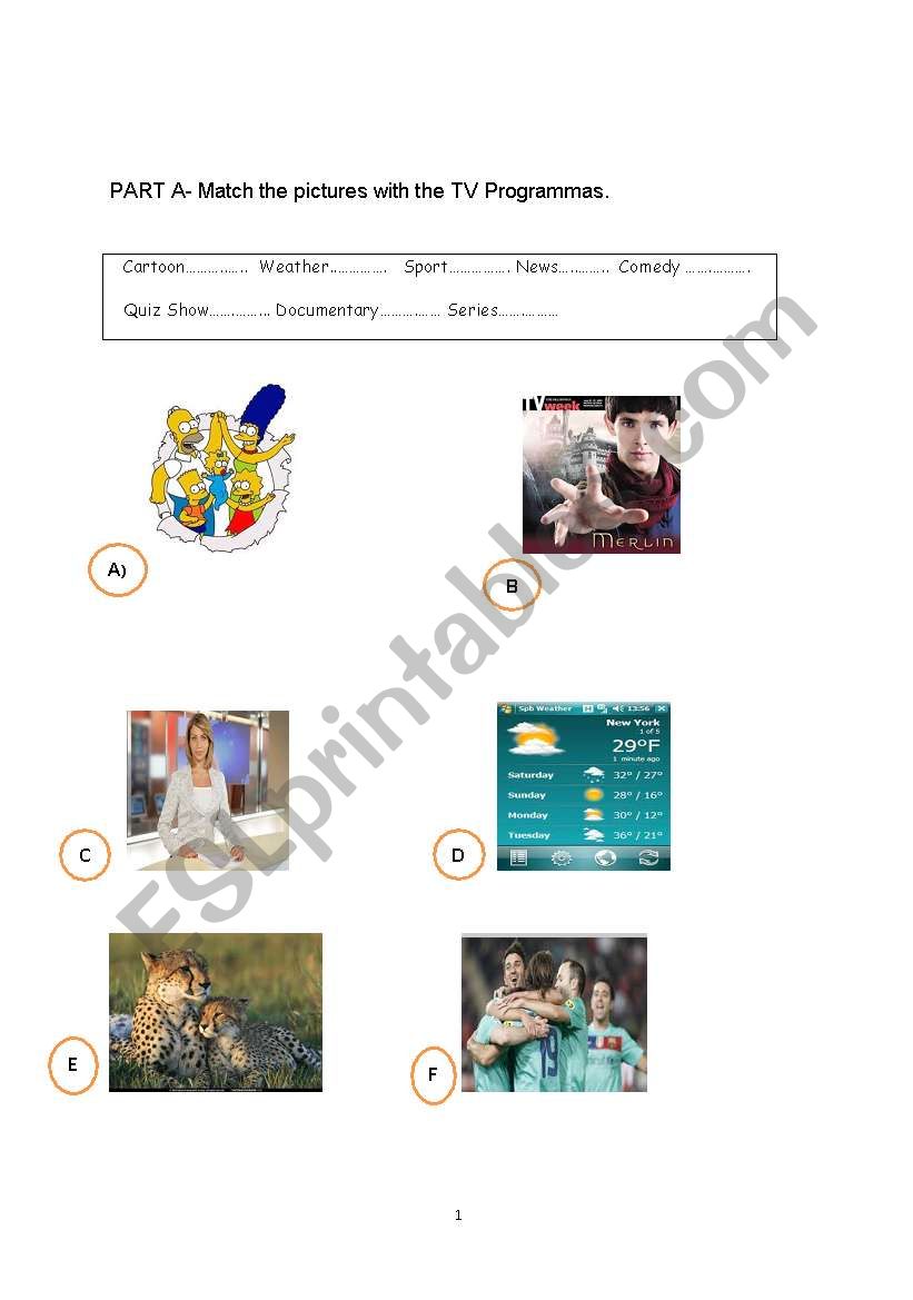 TV PROGRAMME worksheet