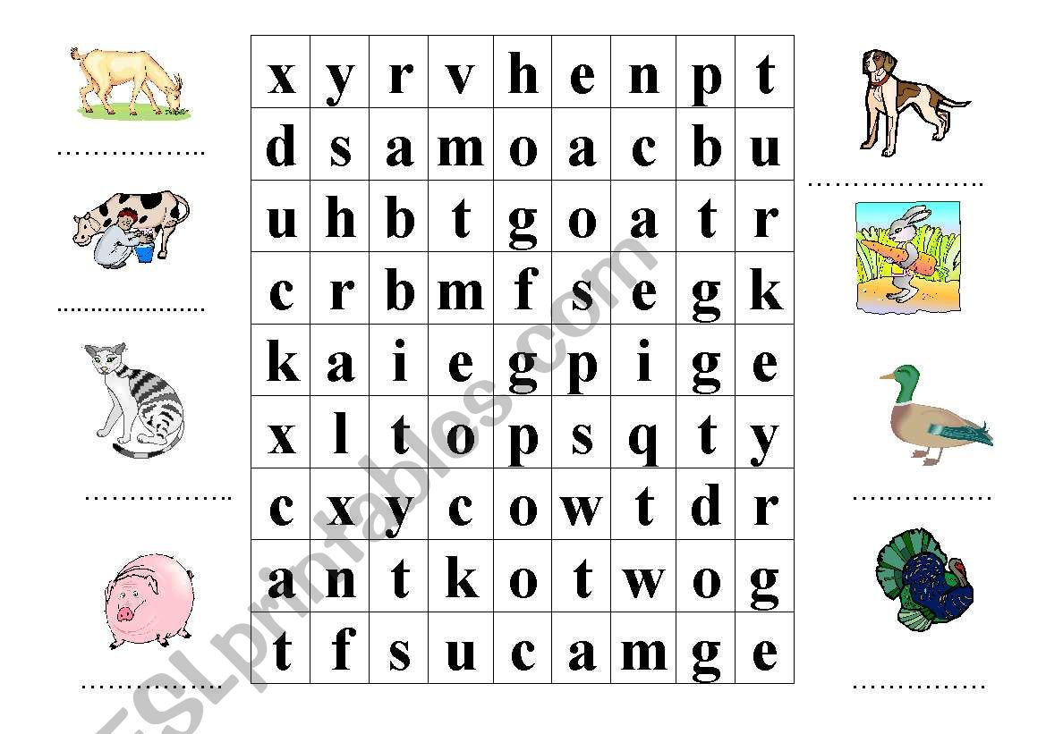 wordsquare puzzle about animals