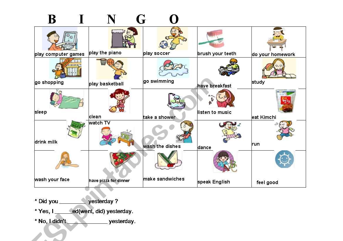 Daily Routines (Bingo Cards) worksheet