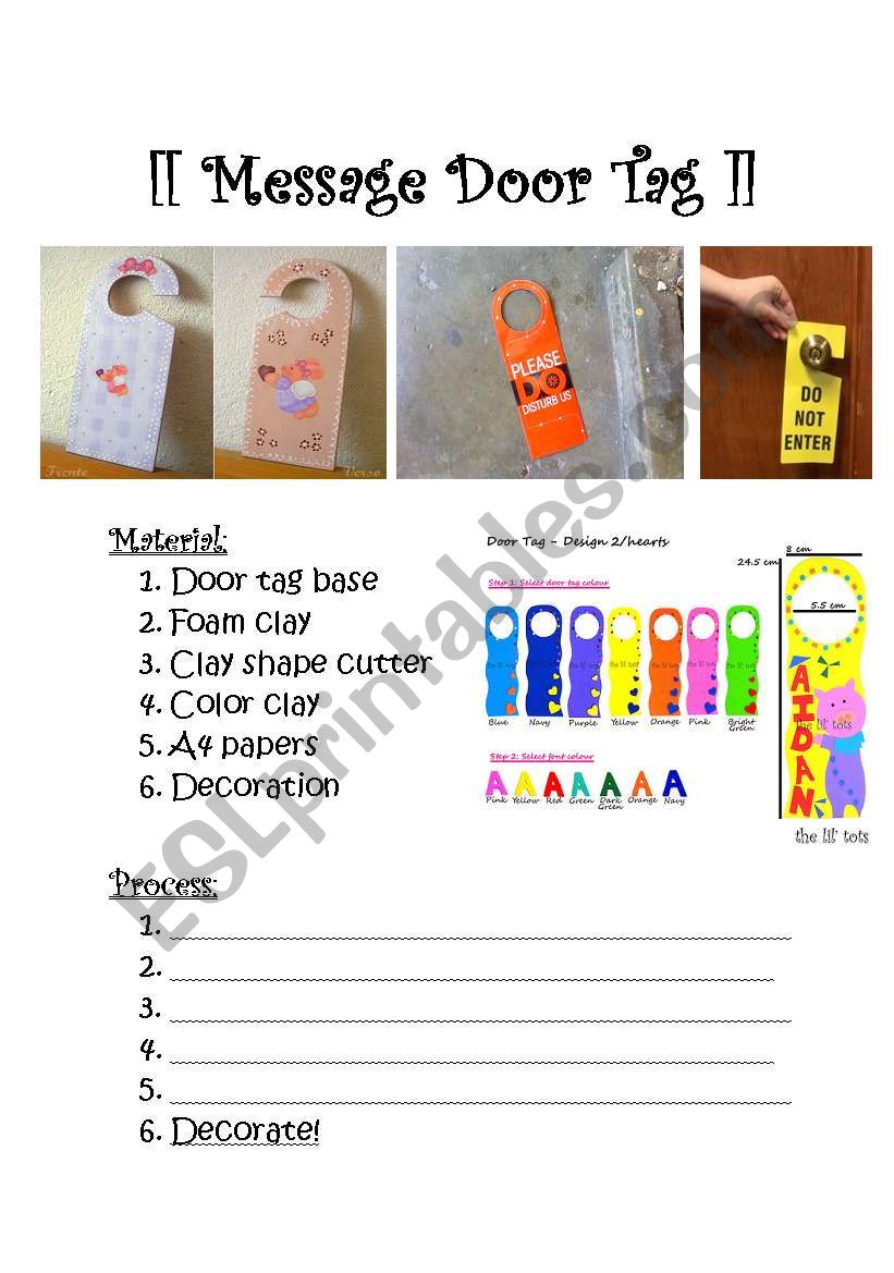 Arts&Craft:Door Tag worksheet