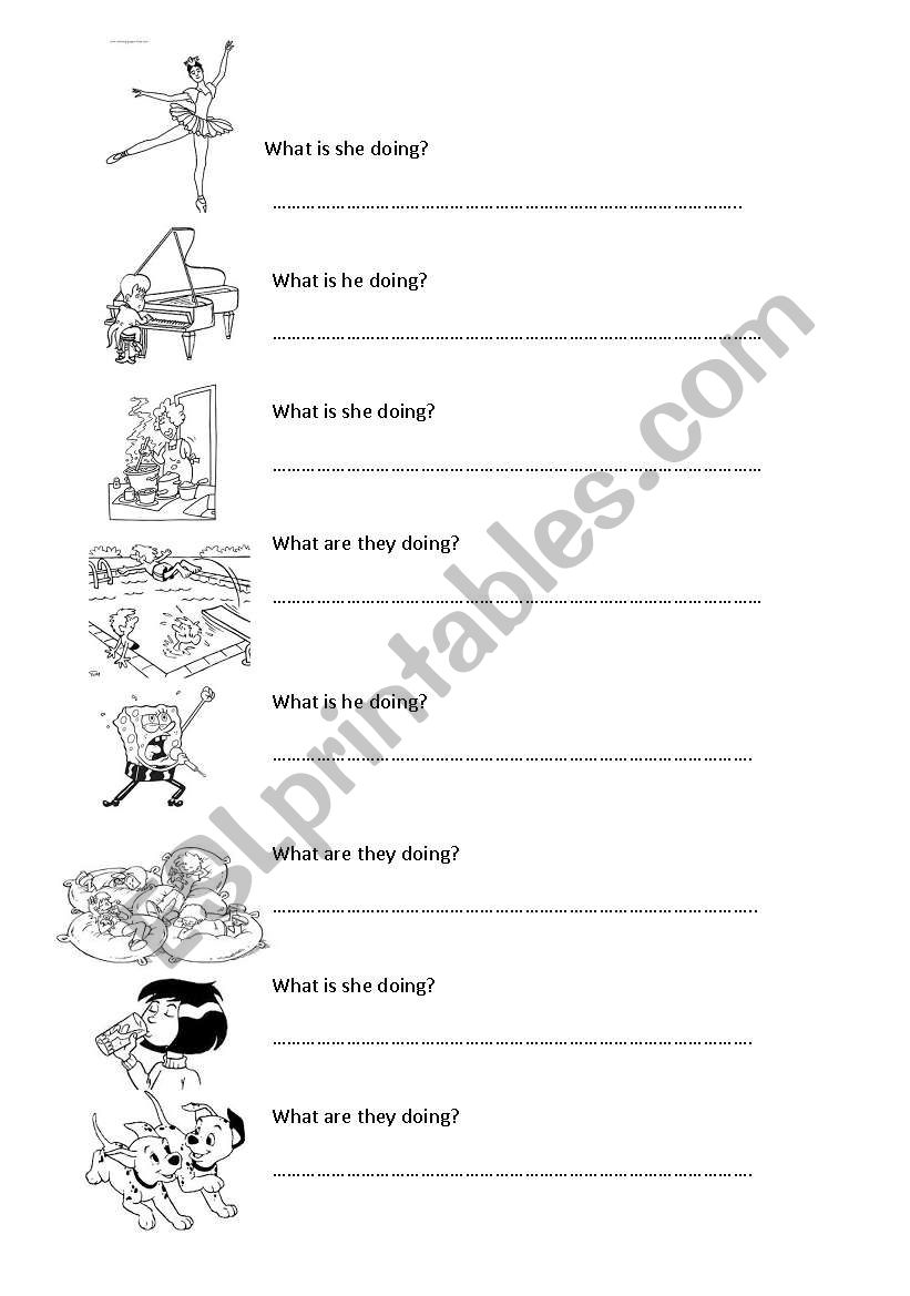 Present Continuous- verbs worksheet