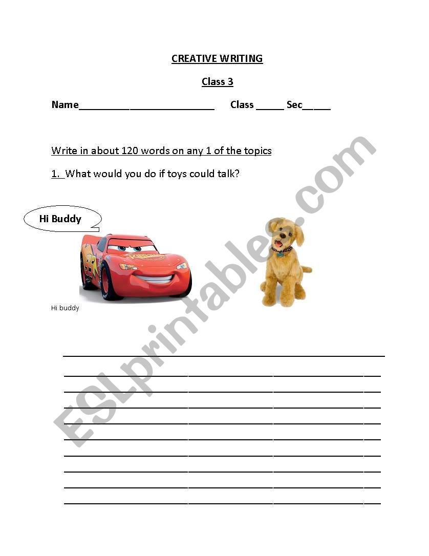 creative writing topics for grade 3 worksheet