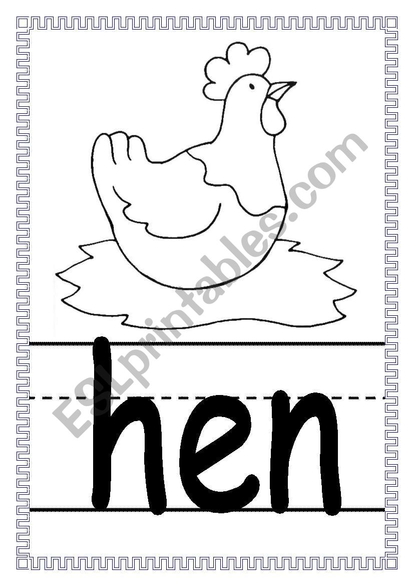 farm animals spelling cards worksheet