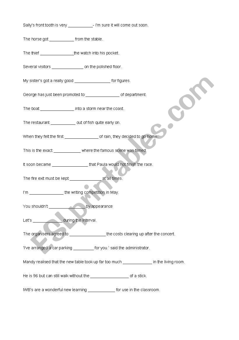 CAE Bingo worksheet