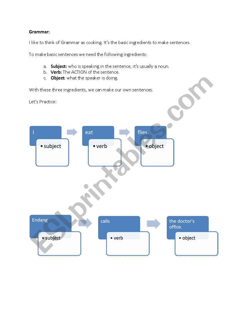 Sentence Structure worksheet