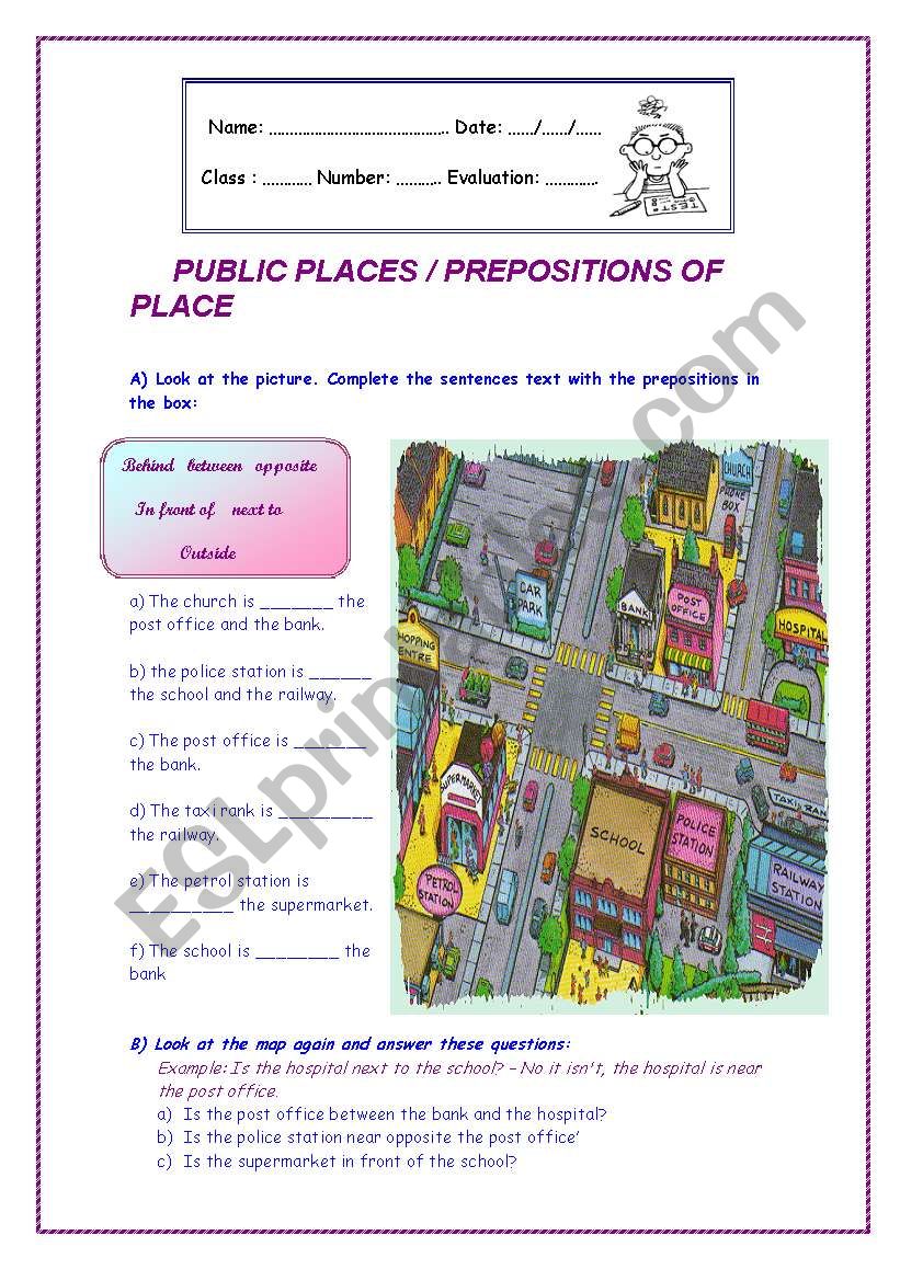   PUBLIC PLACES / PREPOSITIONS OF PLACE 