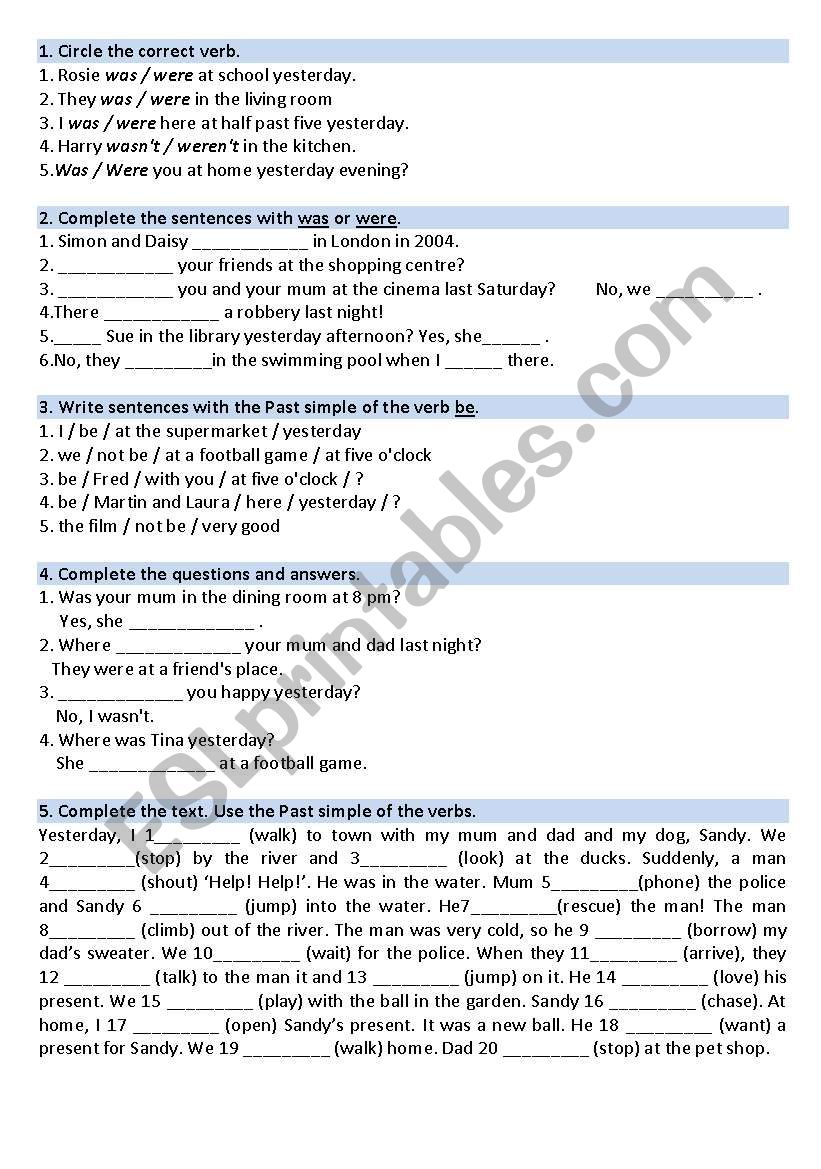 Past Simple (TO BE and Regular Verbs)