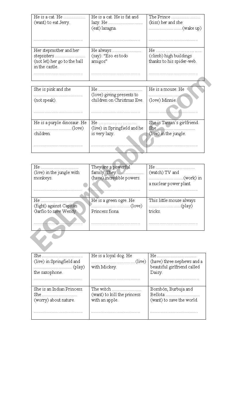 bingo/guessing game!!! worksheet