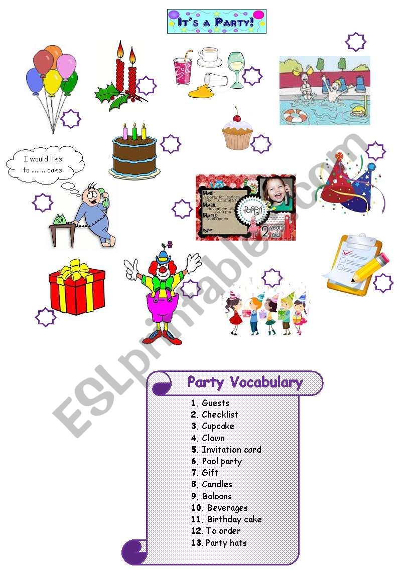 Party Vocabulary worksheet