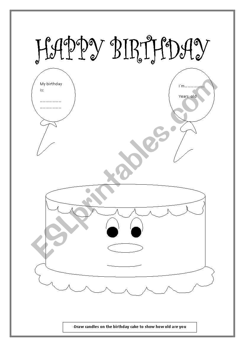 Birthday Cake worksheet