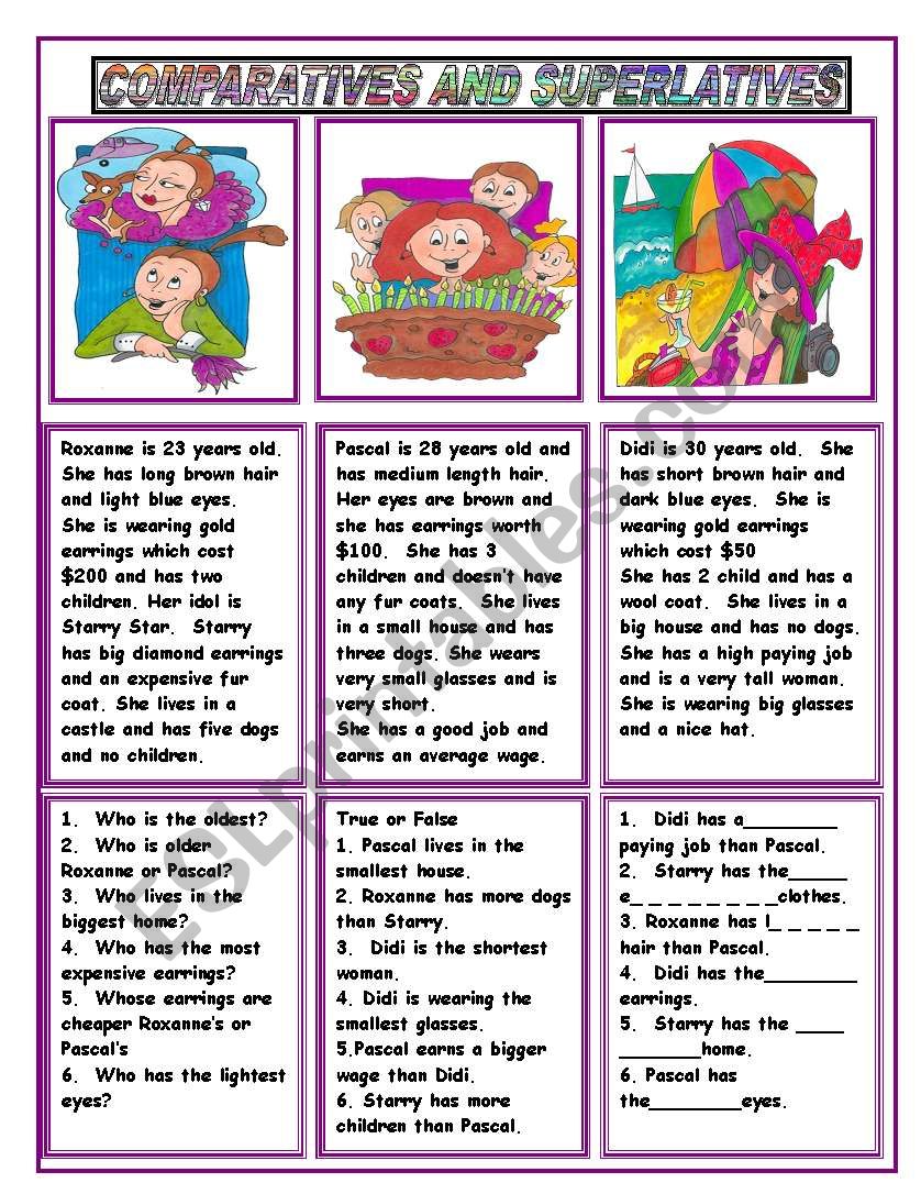 COMPARATIVES AND SUPERLATIVES worksheet