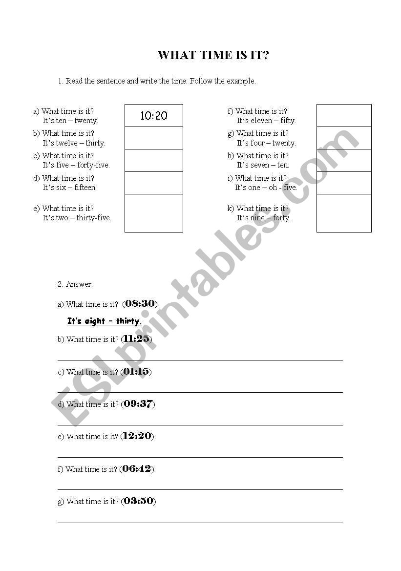 What time is it? worksheet