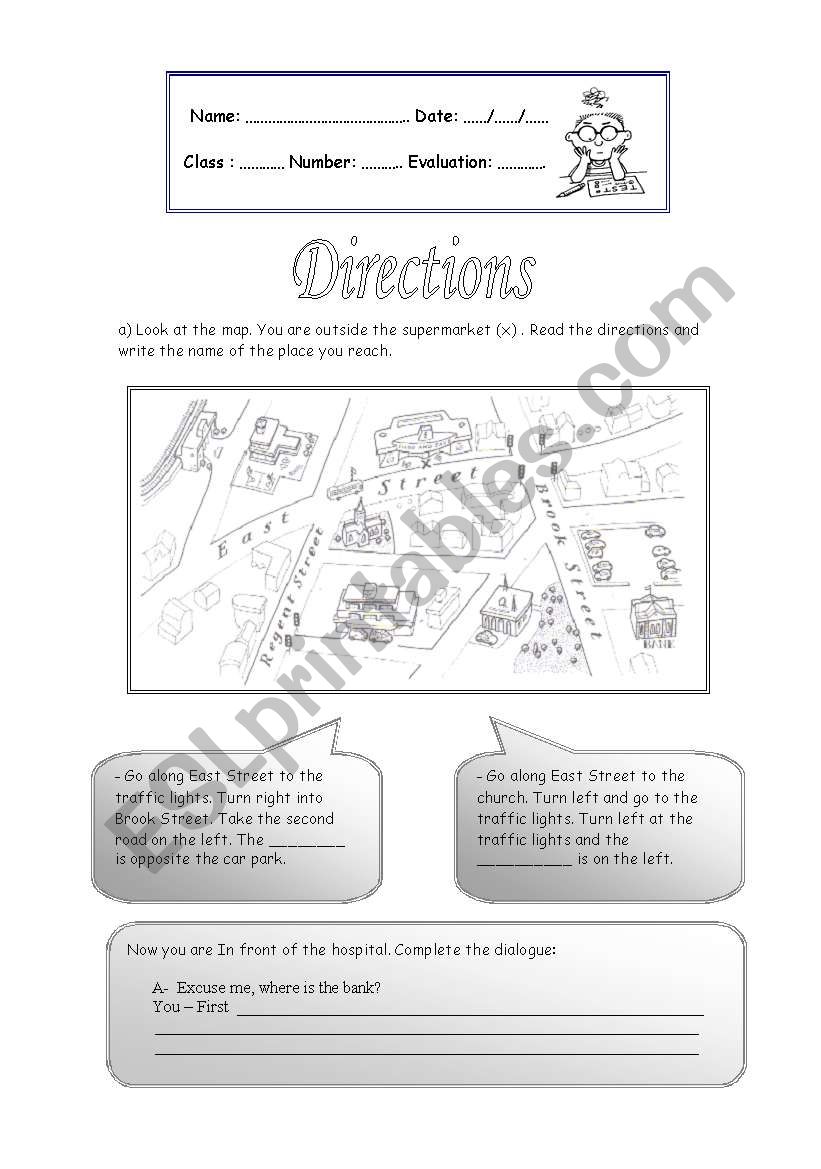 Giving directions worksheet