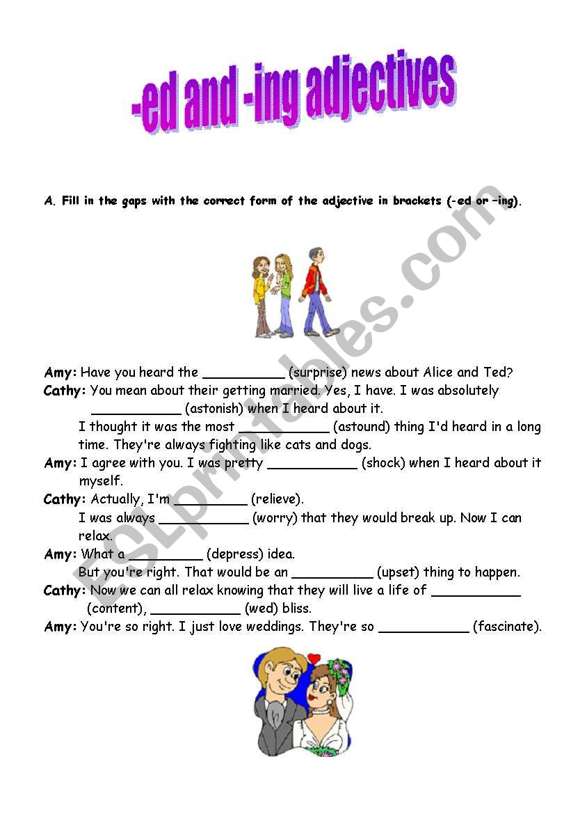 -ed and -ing adjectives worksheet